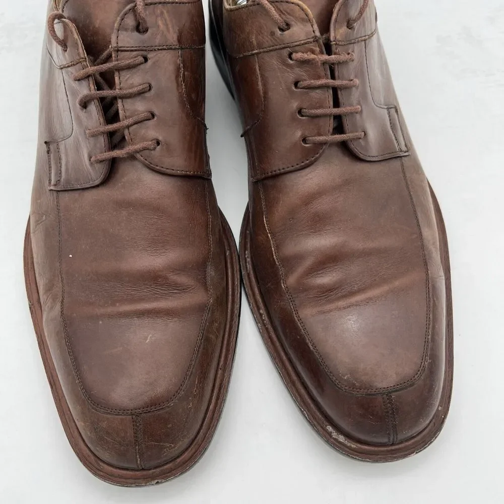 Mezlan Fiore Brown Leather Lace-Up Split Toe Apron Oxford Shoes Men's US 11 M